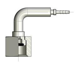 Tuerca loca BSP/Métrica 90º con asiento para manómetro y con tórica