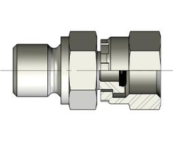 Adaptador tuerca loca BSP para manómetro a macho fijo BSP con asiento plano