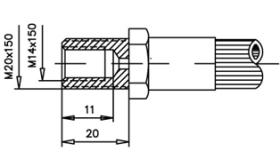 RACORERÍA DE FRENO 0021195BB - RACOR FRENO HEMBRA M14X1,50 EXTERIOR M20X1,50 L=20MM