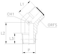 CAST RACORERIA & TUBERIA 414019 - CODO 45º MF ORFS 1"3/16-NPT 1" INOX