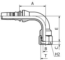 Manuli M408921216 - HEMBRA LOCA BSP 90º O-RING T.S. ROSCA 1" TUB.3/4 IP