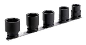 Irimo 167912 - JUEGO 5 VASOS IMPACTO 1/2" HEXAGONALES EN RAIL, 17-27MM