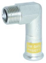 Accesorios de prensar F8281GAS - CODO INOXIDABLE 90º PARA GAS ROSCA MACHO DIAM.28-1"