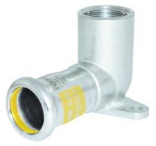 Accesorios de prensar F91512GAS - CODO PLACA INOXIDABLE 90º PARA GAS ROSCA HEMBRA DIAM.15-1/2"