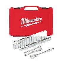 Milwaukee 4932464945 - JUEGO 32 PIEZAS, CARRACA Y VASOS DE 3/8" METRICA