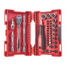 Milwaukee 4932479096 - ESTUCHE 38 PIEZAS, CARRACA Y VASOS DE 1/4"METRICA