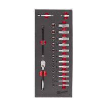 Milwaukee 4932479824 - 1/3 ESPUMA CON 28 PIEZAS DE CARRACA Y VASOS DE 1/4"