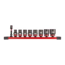 Milwaukee 4932480454 - JUEGO DE 8 VASOS CORTOS SHOCKWAVE DE 3/8" Y ADAPTADOR EN SOP